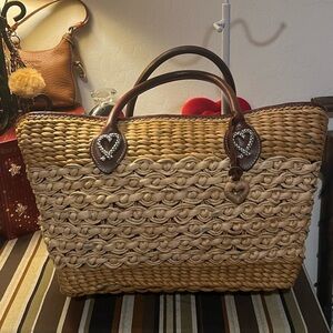Brighton Tan Woven & Leather Tote Bag